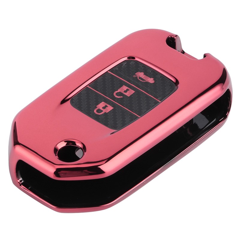 Carbon Fiber Style Folding Car Key Fob Cover Protective Case