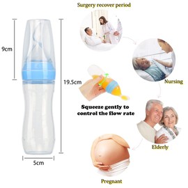 SIQITECHNO Drinking Aids Feeding Cup With Brush Flow Control Liquid Feeder Dysphagia Cup For Water Porridge Soup Fluid Drink Spoon Bottle For Elderly Adults Disabled Pregnant Patient Maternity