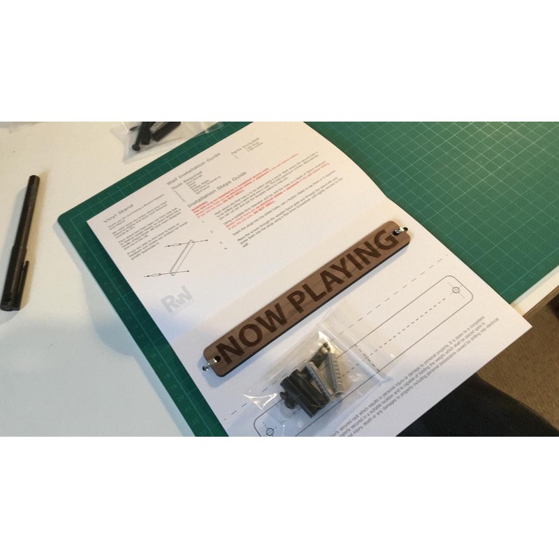 Wall Mounted Now Playing Vinyl Record Storage Display Stand (Walnut