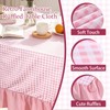 Simihiran Pink Gingham Ruffle Tablecloth 60 x 120 Inch Rectangular