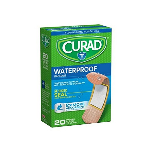 Curad Waterproof Bandages 1 X 3-1/4 Inches 20 Each