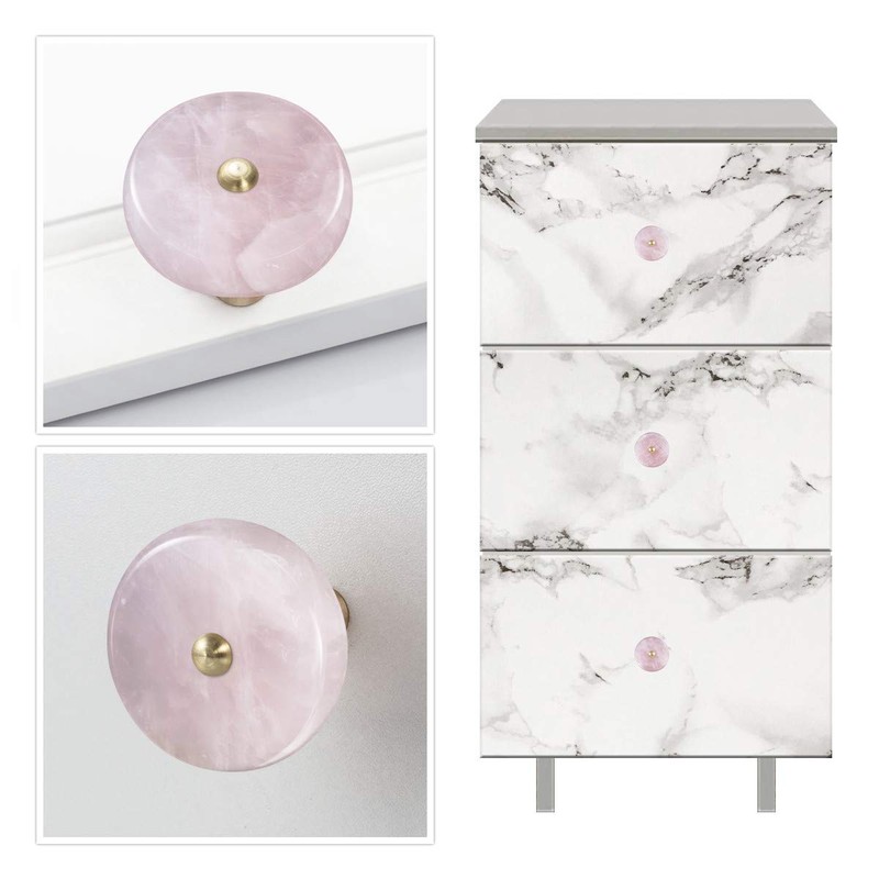 mookaitedecor Set of 4 Rose Quartz Crystal Drawer Knobs with