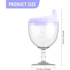 KFT Baby Sippy Cup Wine Glass - Fun No Spill Plastic Goblet for Kids - Perfect Beverage Mug with Lid for Birthday Parties and Celebrations - Ideal for Milk, Juice, and More! (Purple, 2)