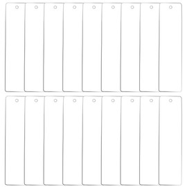 SUNNYCLUE Pack of 40 Rectangular Acrylic Pendants Clear Ornament Blanks Transparent Unfinished Square Empty Hanging Ornament Pendant with Hole for Key Chain Bags Chain Decoration