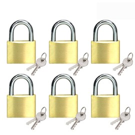 Solid Brass Padlock keyed Different Locks of 6 Pack, Solid Lock with (30mm) Wide Lock Body, Keyed Padlocks for Toolbox, Luggage,School lockers, Backpacks…