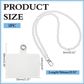 HOBBIESAY Pearl Phone Lanyard Universal Cell Phone Lanyard 24.8In Crossbody Phone Chain Strap Detachable Neck Strap with Phone Tether Pabs Beaded Phone Charms Straps Compatible for Most Smartphones