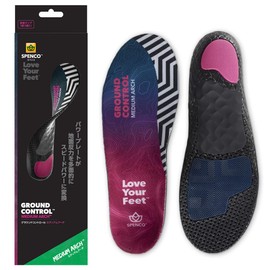 SPENCO 220583 Ground Control, Medium Arch, Ergonomic Hard Corrective Insole, Insole, For All Sports, Daily Life, Adjustable Size, Power Plate, Ground Reaction Gel Pad, Unisex (M Size: 10.0 - 10.6 inches (25.5 - 27.0 cm), Black/Purple