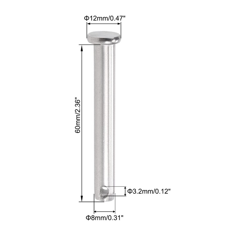 sourcing map Single Hole Clevis Bolt Stainless Steel 304 8