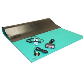 Groundhug by Scientific Americas - ESD Anti Static Mat - Soldering Mat with Anti Static Wrist Strap, Grounding Cable, & Dual Bench Grounding - Heat Resistant, Dual Layer Rubber - 2.5' x 3', Green