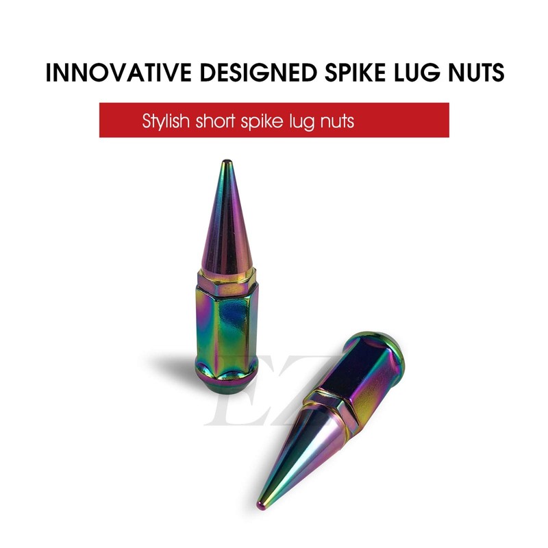 20 Pc Short Spike Lug Nuts 12x1.5 Neo Chrome