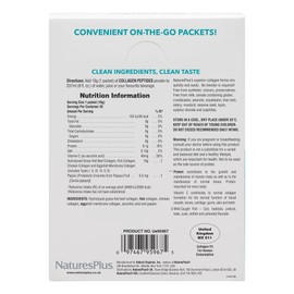 NaturesPlus Collagen Peptides Powder Sachets - Ethically Sourced, 6 Types Hydrolysed Collagen Supplement with Vitamin C for Skin, Cartilage, Immunity - Sustainable, Gluten Free - 20 Stick Packets