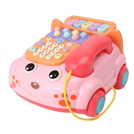 Baby Phone Toy Cartoon with Music Light Children Kids Pretend Phone Parent Child Interactive Educationcal Chinese English Bilingual Toy Pink