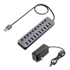 Sanwa Direct 400-HUBA23GM USB Hub, 10 Ports, Self-Powered USB Charger