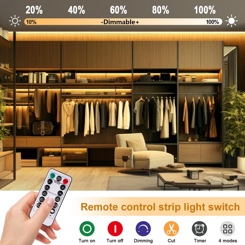 OMIKA COB LED Strip Lights, 2700K Warm White Battery Powered