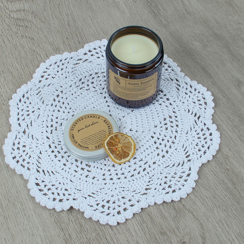 kilofly Crochet Cotton Lace Table Placemats Doilies Value Pack, 4pc,
