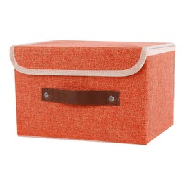 SnYuGr Large Storage Bin with Lid Storage Boxes,Collapsible Linen Storage Basket Container with Lid Storage Cube for Organizing Closets(Orange)