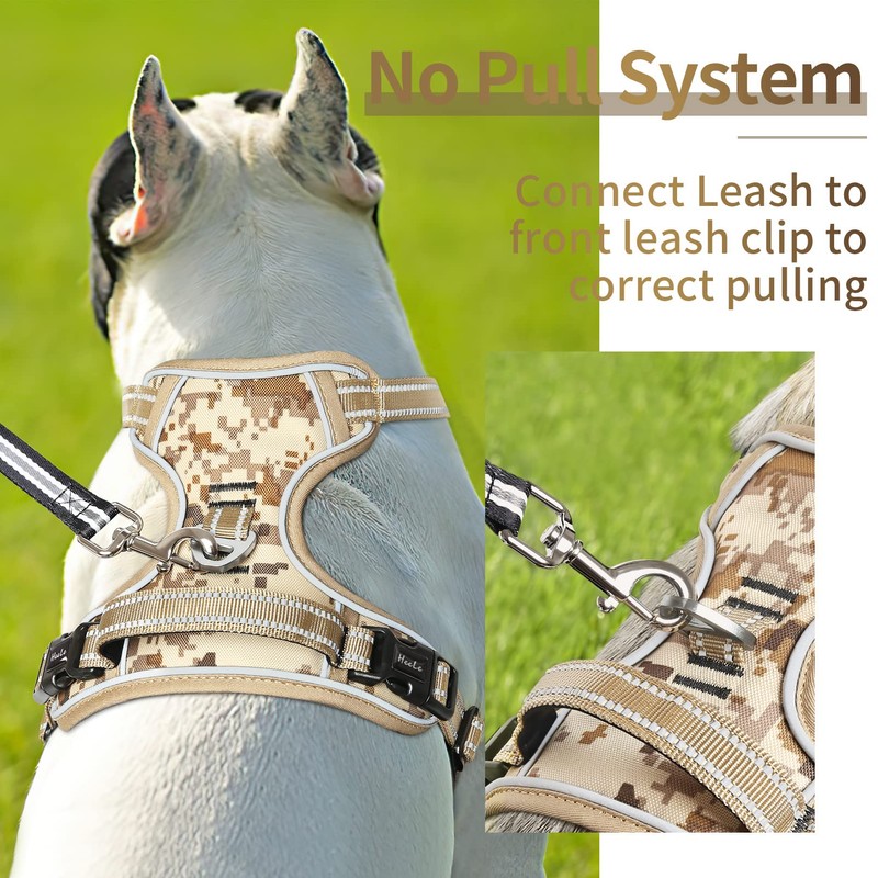 HEELE Dog Harness, Anti-Pull Camo Tan, XL