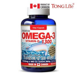 Tong Life 통라이프-프리미엄 오메가3 1300+비타민D-6개월분-1병 Tong Life - Premium Omega 3 1300 + Vitamin D - 6 Months Supply - 1 Bottle