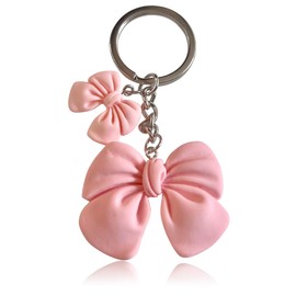 LAEKOU Cute Bow Keychain for Women, Key Chain Accessories for Car Keys, Bag Charms Backpack Purse Charm