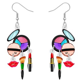 YINYA Acrylic Novelty Cosmetic Earrings Makeup Set Dangle Jewelry for Women Teens Girls Birthday Party Gifts (Purple)