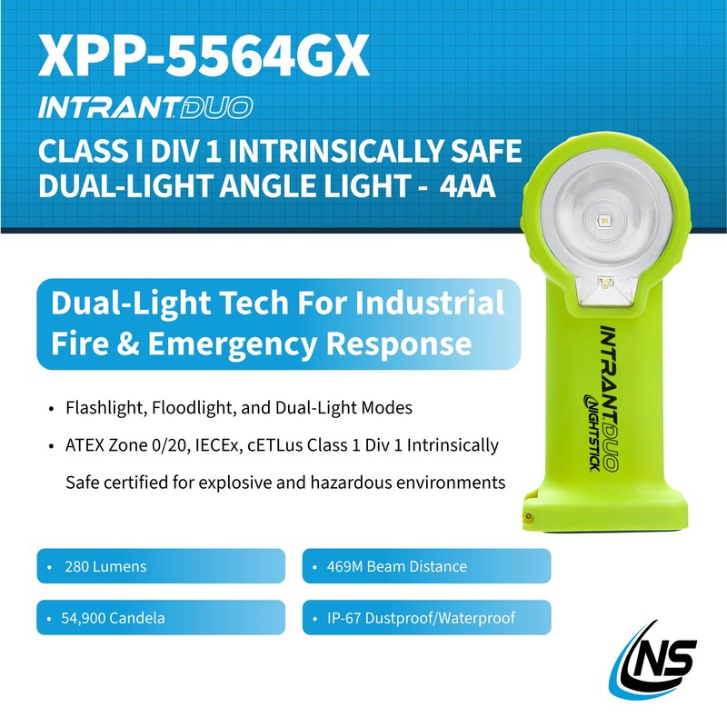 Nightstick XPP-5564GX Intrant Duo Intrinsically Safe Turbo Dual-Light Angle Light