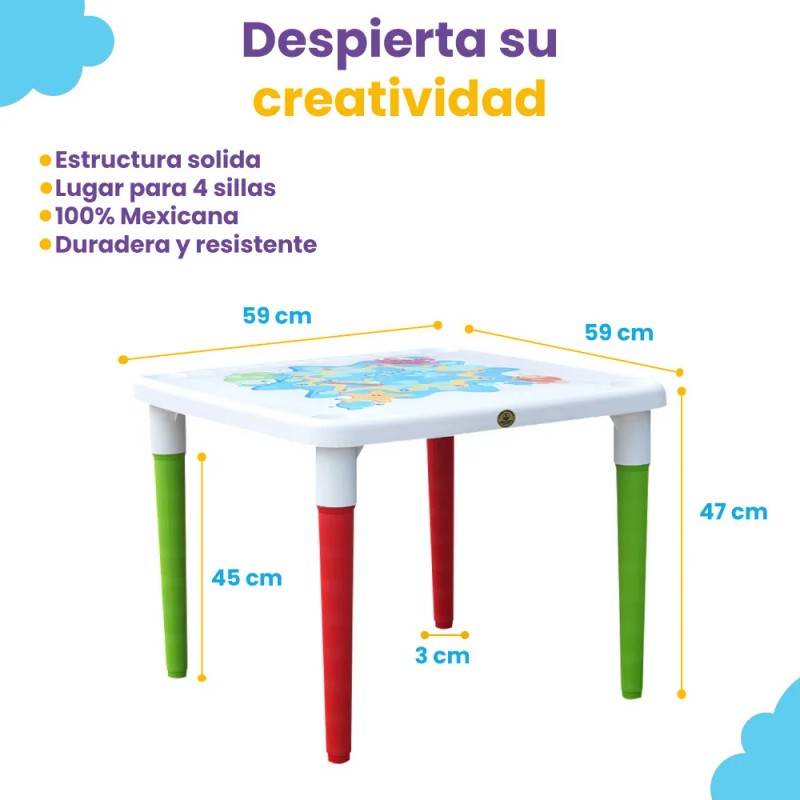 Kit 4 Mesas Didáctica Infantil Con Portavasos Mesa De Juegos