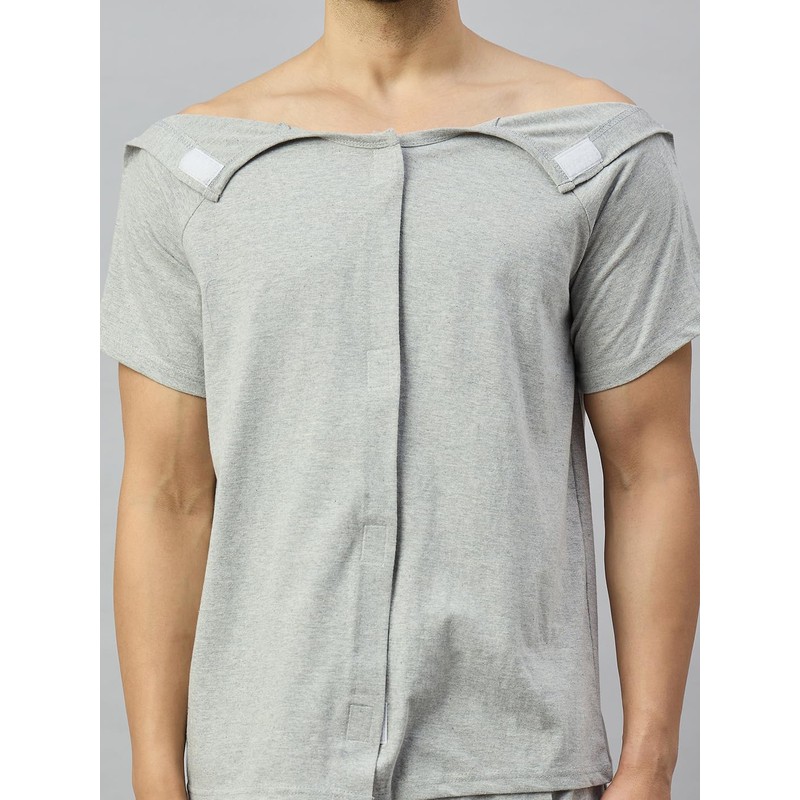 HAXOR Unisex Post Surgery Valcro Open Tearaway Grey Premium Cotton