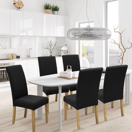 BIETYONE Dining Chair Cover,Dining Room Chair Covers Set of 4,Stretch Kitchen Chair Cover,Washable Dining Chair Cover,Parsons Chair Slipcovers Protective,for Home,Restaurant,Banquet(Black)