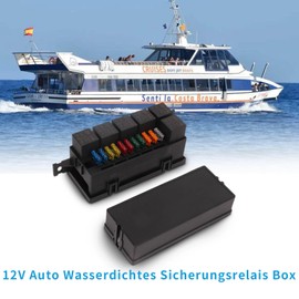 12V Auto Waterproof Fuse Relay Box, ATC ATO Fuse Waterproof Relay Block Box, 12V Relay Fuse Box Block with 6 Relays and 11 Way ATC,ATO Blade Fuses, for 12V Vehicles Cars Marine Boa