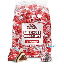 Bulk Milk Chocolate Hugs Candy Bulk - 1 Pound Bag Individually Wrapped Milk Chocolate Swirled with White Creme for Baking, Parties, Candy Buffets, Favors, and Snacks - Approx 100 Pieces