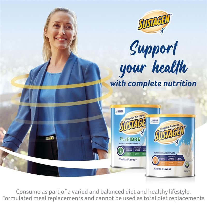 Sustagen Hospital Formula + Fibre Nutritional Supplement Vanilla Flavour 840g