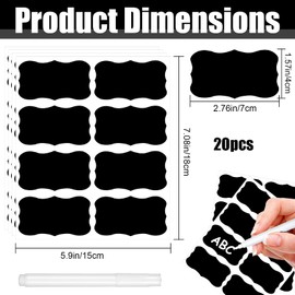 Chalkboard Labels, 20 Sheets Blackboard Stickers, Waterproof Blackboard Labels for Jars, Spice, Craft, Scrapbooking, Kitchen, Pantry, Fridge (Lace Shape)