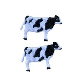 Generic 2 Pcs Tiny Cow Iron On Patches, Cute Decor Patches for Dress Backpacks Clothes Pants Jeans Hats, Embroidery Applique DIY Accessory, white
