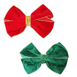 Set Of 2 Velvet Bows Christmas Hair Clips Stocking Fillers