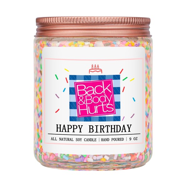 Homsolver Birthday Candles Gifts for Her and Him, Birthday Gifts for Women Men, Unique Best Friend Birthday Gift Ideas -Happy Birthday Candles (Back & Body Hurts Happy Birthday Candles)