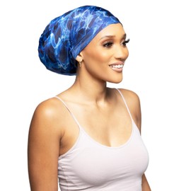Fairy Black Mother Dreadlocks Locs Bonnet Cap for Men and Women(Blulights, Medium)