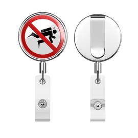 No Diving Ban Stop Sign Round ID Badge Key Card Tag Holder Badge Retractable Reel Badge Holder with Belt Clip