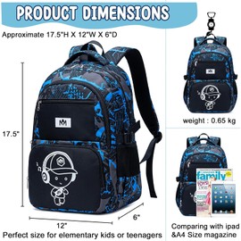 BLUBOON Backpack for School Backpacks for Boys Bookbag Teens Back Pack Kids (Graffiti Blue)