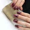 Red Purple Chrome Press on Nails Short Square,SXVME Gold Nail