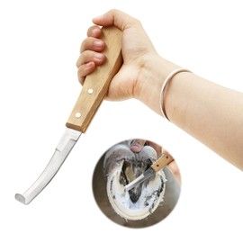 USUNFARM 2PCS Stainless Steel Double Edged Hoof Knive with Wooden Handle, Stainless Steel Blade Suitable Hoof Knife for Horses The Toes of Horses, Cows, and Sheep, Repair Knives for Hoof Maintenance