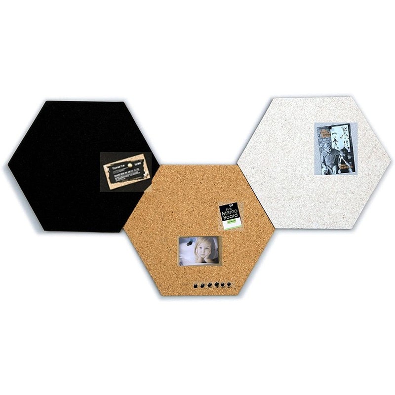 Juvale 3 Pack Hexagon Cork Board Tiles with Push Pins