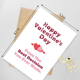 Naixiwen Sweet Valentine's Day Card for Him Her, Romantic Valentines Day Card for Husband Wife, Happy Valentine's Day Card from The Best Decision You Ever Made, Vday Card Gifts