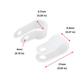 Antrader R-Type Cable Clamp 1/4 Inch White Nylon Cable Organizer Clips for Wire Management Pack of 200