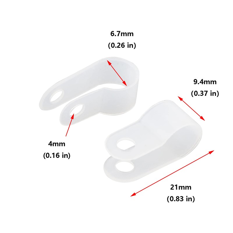 Antrader R-Type Cable Clamp 1/4 Inch White Nylon Cable Organizer