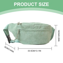 Thoquene Women's Corduroy Bum Bag, Large Capacity Bum Bag, Corduroy, Green Bum Bag, Green, deconstructed