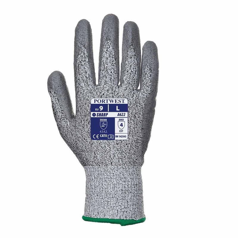 Portwest A622 Cut Resistant MR PU Palm Glove Grey, Large