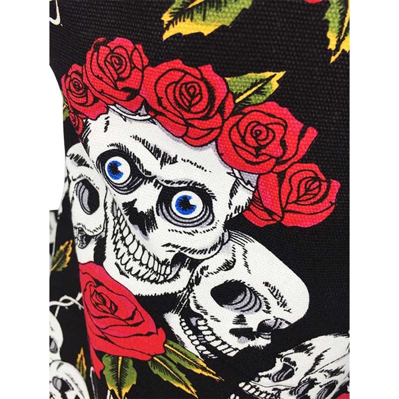 TLY Womens Cute Floral Skull Skirt Canvas Apron Halter Tie