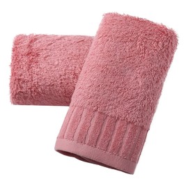 sense gnosis Pink Hand Towel Set of 2 Long Terry 100% Cotton Striped Pattern Luxury Thick Hand Towel for Bathroom Decorative Home Daily Use 13 x 29 Inches