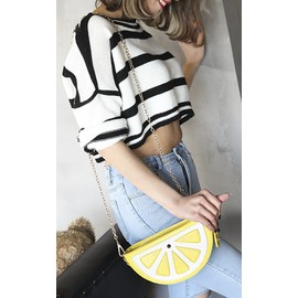 QZUnique Food Shape Cross Body Bag PU Cartoon Purse Ice Cream Sholuder Bag Handbag with Removable Chain, H-orange, One Size