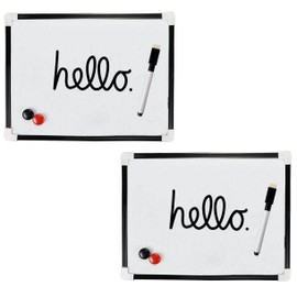 Set of 2 Small A4 Dry Wipe Magnetic Whiteboard Mini Home Kitchen Fridge Office Notice Memo White Board with Pen Eraser and Magnets
